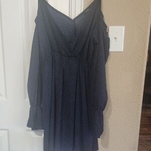 Boohoo Plus Blue Asymmetrical Wrap Midi Dress